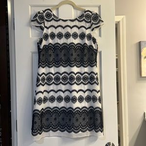 White and Navy Lace Julia Jordan Dress